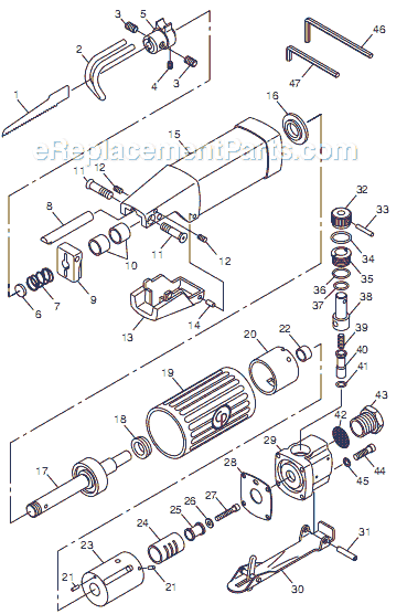 Page A Diagram and Parts List for T023916 Chicago Pneumatic Reciprocating Saw
